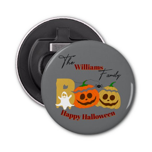 Happy Halloween Spooky Pumpkin Button Flesopener (Voorkant)