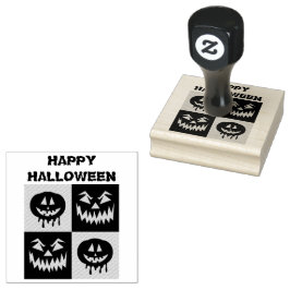 Happy Halloween Spooky Pumpkin Ghost Face Rubberstempel