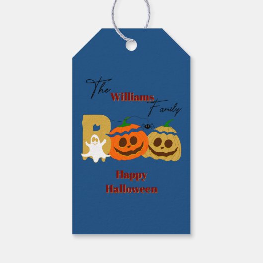 Happy Halloween Spooky Pumpkin Gift Label Cadeaulabel (Achterkant)