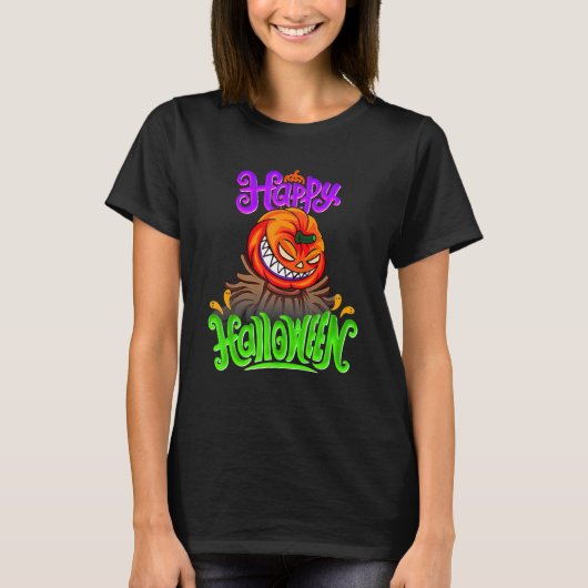 Happy Halloween Spooky Pumpkin Jack O Lantern T-shirt (Voorkant)