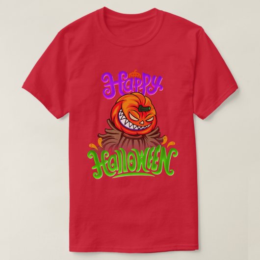 Happy Halloween Spooky Pumpkin Jack O Lantern T-shirt (Design voorkant)