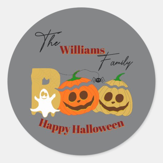Happy Halloween Spooky Pumpkin Ronde Sticker (Voorkant)