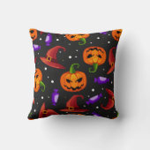 Happy Halloween Spooky Pumpkin Witch's Pet Black Kussen (Achterkant)