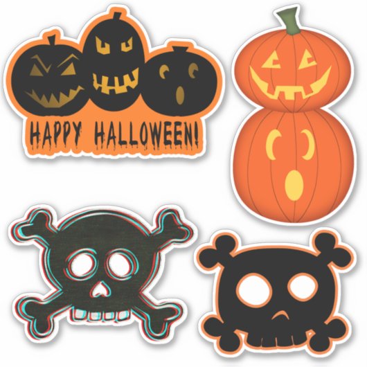 Happy Halloween Spooky Pumpkins Skullies Sticker (Voorkant)