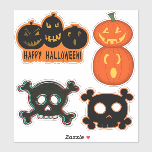 Happy Halloween Spooky Pumpkins Skullies Sticker (Vel)