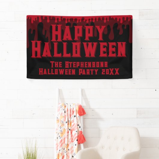 Happy Halloween Spooky Red Black Driving Blood Spandoek (Insitu)