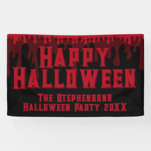 Happy Halloween Spooky Red Black Driving Blood Spandoek (Horizontaal)