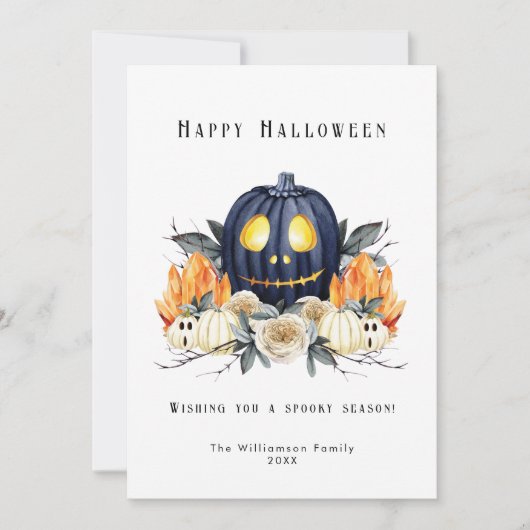 Happy Halloween Spooky Samhain Pompoenen Kristalle Feestdagenkaart (Voorkant)