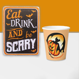 Happy Halloween Spooky Scary Pumpkin Bat Papieren Bekers