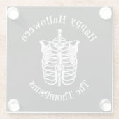 Happy Halloween Spooky Scary Skeleton Simple Glazen Onderzetter (Achterkant)