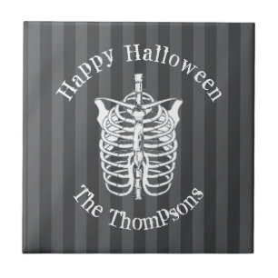 Happy Halloween Spooky Scary Skeleton Simple Tegeltje