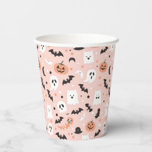 Happy Halloween Spooky Schattige & Feestelijk Hall Papieren Bekers (Achterkant)