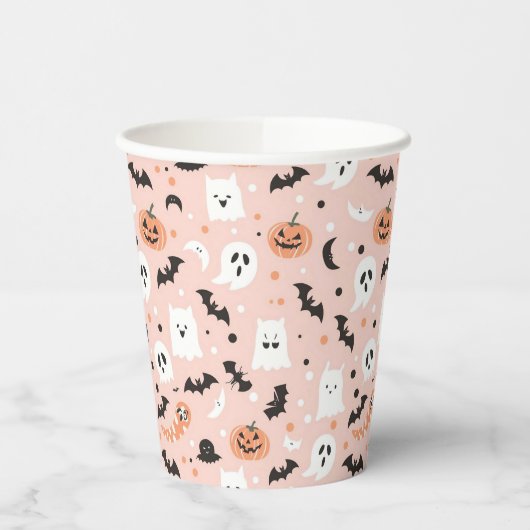 Happy Halloween Spooky Schattige & Feestelijk Hall Papieren Bekers (Links)