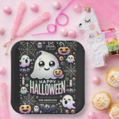 Happy Halloween Spooky Schattige Ghost Papieren Bordje (Feest)