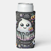 Happy Halloween Spooky Schattige Ghost Seltzer Blikjeskoeler (Seltzer Voorkant)