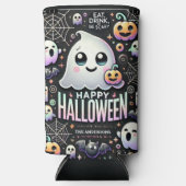 Happy Halloween Spooky Schattige Ghost Seltzer Blikjeskoeler (Voorkant)