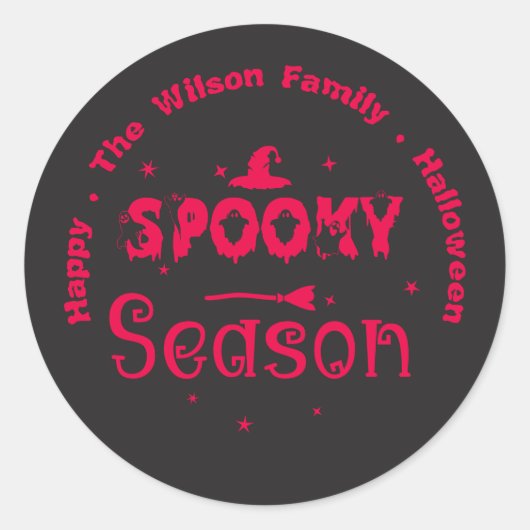 Happy Halloween Spooky Season Ronde Sticker (Voorkant)