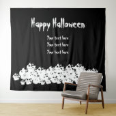 Happy Halloween spooky skelet pile aangepaste teks Wandkleed (In Situ (horizontaal))