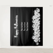 Happy Halloween spooky skelet pile aangepaste teks Wandkleed (Voorkant)