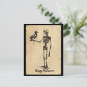 Happy Halloween Spooky Skeleton Black Bird Briefkaart (Staand voorkant)