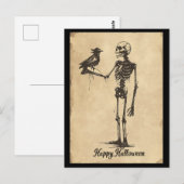 Happy Halloween Spooky Skeleton Black Bird Briefkaart (Voorkant / Achterkant)