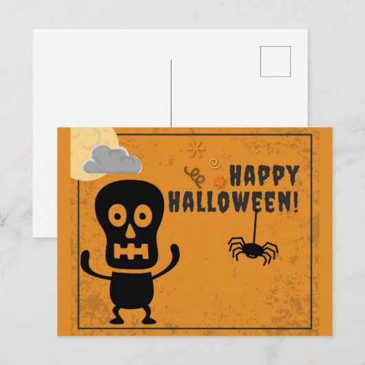 Happy Halloween Spooky Skeleton Spider Briefkaart (Voorkant / Achterkant)