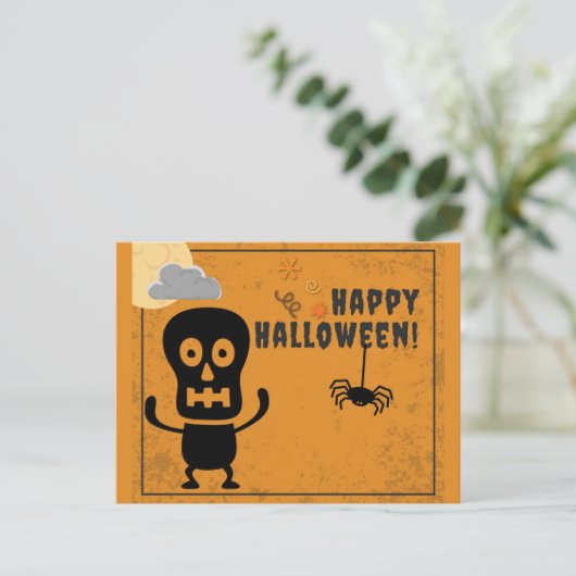 Happy Halloween Spooky Skeleton Spider Briefkaart (Staand voorkant)