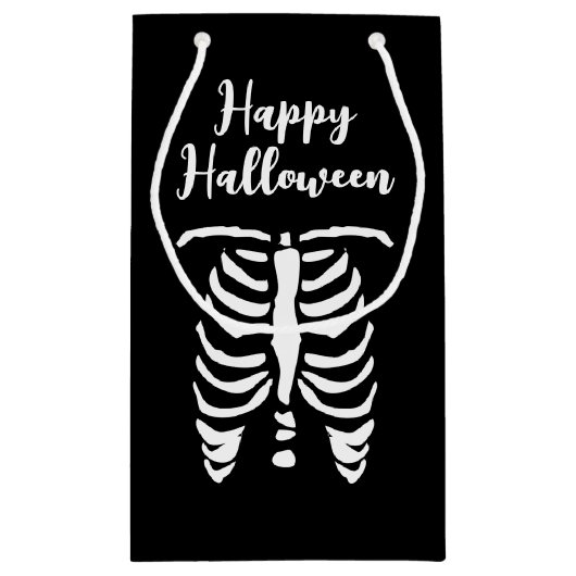 Happy Halloween spooky skeletribbenzak Klein Cadeauzakje (Achterkant)