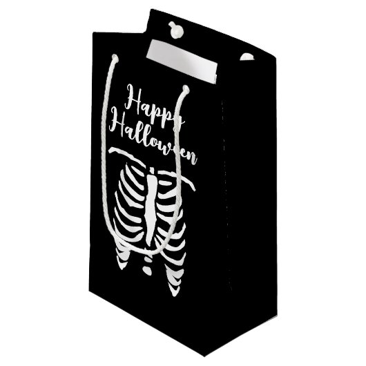 Happy Halloween spooky skeletribbenzak Klein Cadeauzakje (Voorkant Gekanteld)