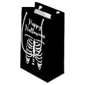 Happy Halloween spooky skeletribbenzak Klein Cadeauzakje (Achterkant Gekanteld)