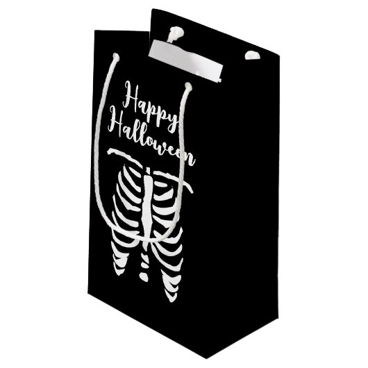 Happy Halloween spooky skeletribbenzak Klein Cadeauzakje (Achterkant Gekanteld)