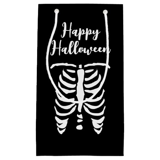 Happy Halloween spooky skeletribbenzak Klein Cadeauzakje (Voorkant)