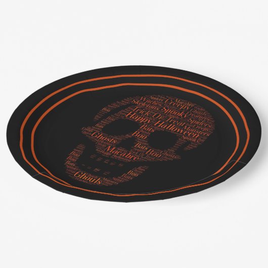 Happy Halloween Spooky Skull Papieren Bordje (Gekanteld)