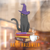 Happy Halloween Spooky Spells Black Cat Custom Raamsticker (Vel 2)