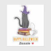 Happy Halloween Spooky Spells Black Cat Custom Sticker (Vel)