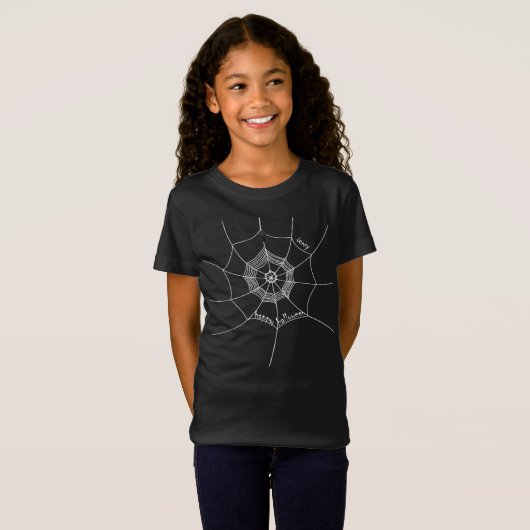 Happy Halloween Spooky Spider Web T-shirt (Voorkant volledig)