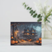 Happy Halloween | Spooky spookhuis Briefkaart (Staand voorkant)