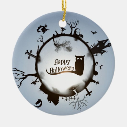 Happy Halloween Spooky Thme Ornament Round (Voorkant)