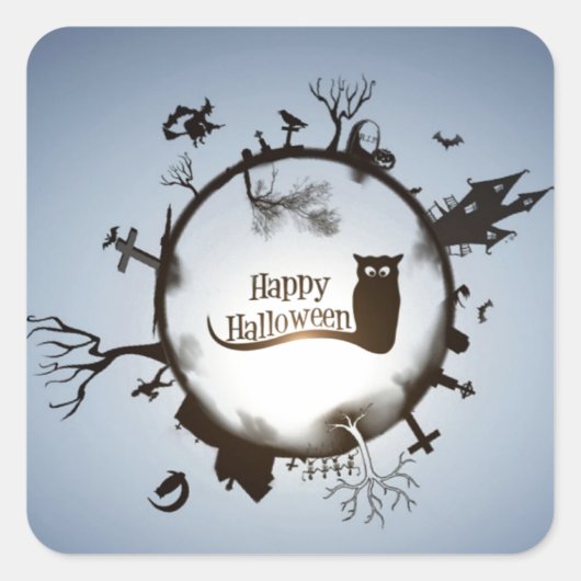 Happy Halloween Spooky ThMED Vierkante Sticker (Voorkant)