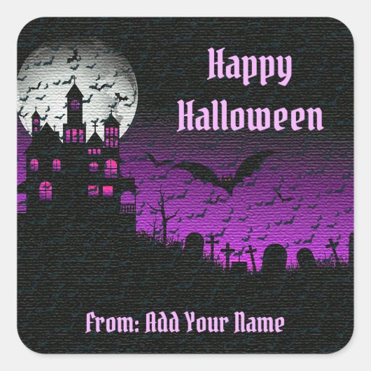 Happy Halloween Spooky Time Vierkante Sticker (Voorkant)