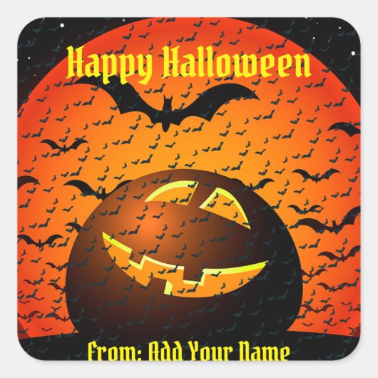 Happy Halloween Spooky Time Vierkante Sticker (Voorkant)