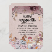 Happy Halloween Spooky Verjaardagsfeestuitnodiging Kaart (Voorkant / Achterkant)