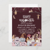 Happy Halloween Spooky Verjaardagsfeestuitnodiging Uitnodiging Briefkaart (Voorkant / Achterkant)