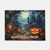 Happy Halloween - Spooky Verlichtende Pompoen Deurmat (Voorkant)