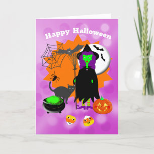 Happy Halloween Spooky Witch Feestdagen Kaart