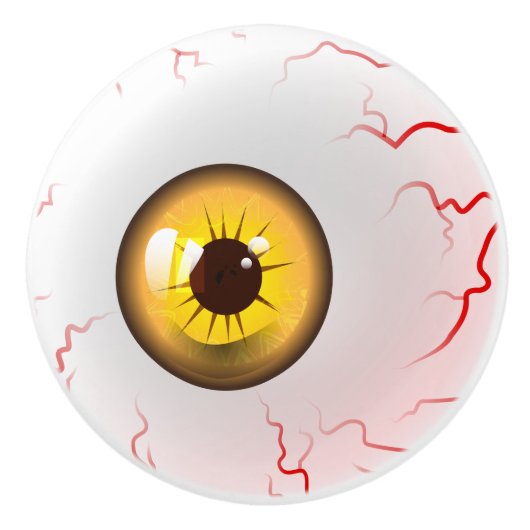 Happy Halloween! Spooky Yellow Eyeball Keramische Knop (Voorkant)