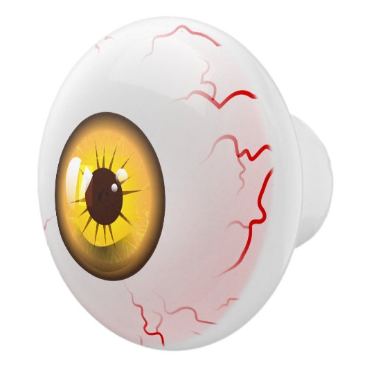 Happy Halloween! Spooky Yellow Eyeball Keramische Knop (Rechts)