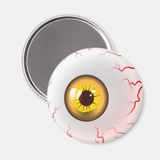 Happy Halloween! Spooky Yellow Eyeball Magneet (Voorkant / Achterkant)