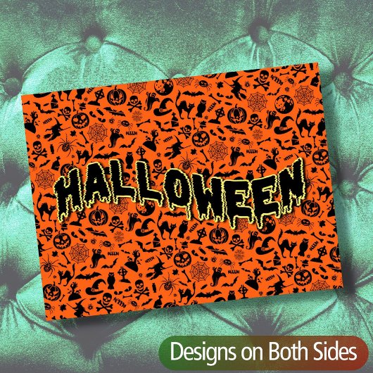 Happy Halloween spooky zwarte en oranje typografie Briefkaart