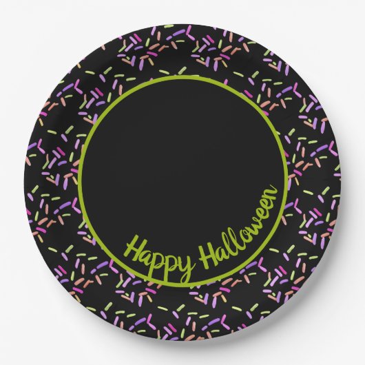 Happy Halloween Sprinkles Groen  Papieren Bordje (Voorkant)
